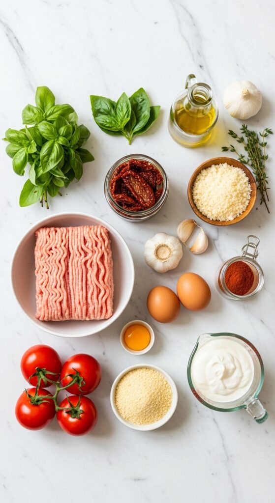 Marry Me Meatballs Recipe - Fresh Ingredients Layout