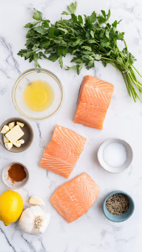 Fresh Ingredients for Easy Garlic Salmon Recipe