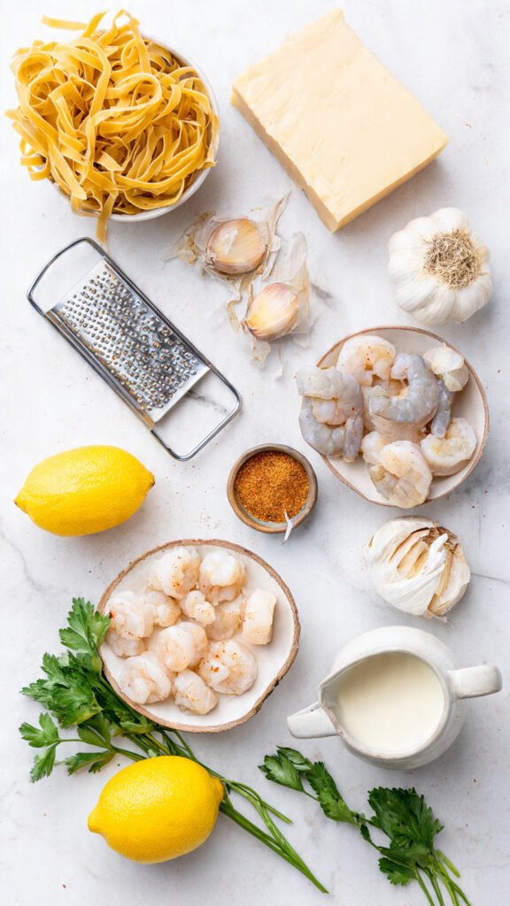Ingredients for Cajun Seafood Alfredo