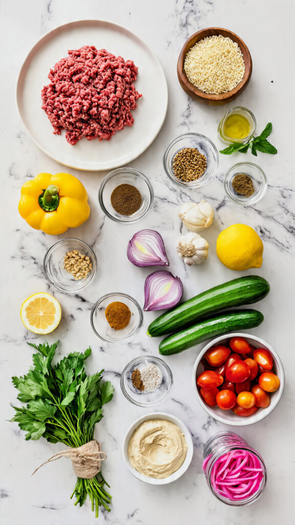 Ground Beef Shawarma Bowl Ingredients - Complete Mediterranean Spice Collection