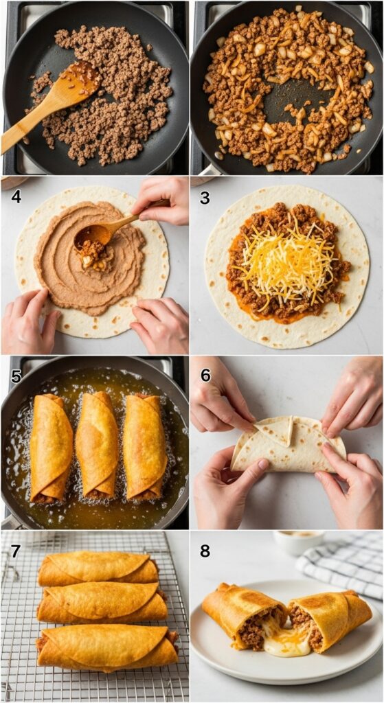 How to Make Beef and Cheese Chimichangas Step by Step