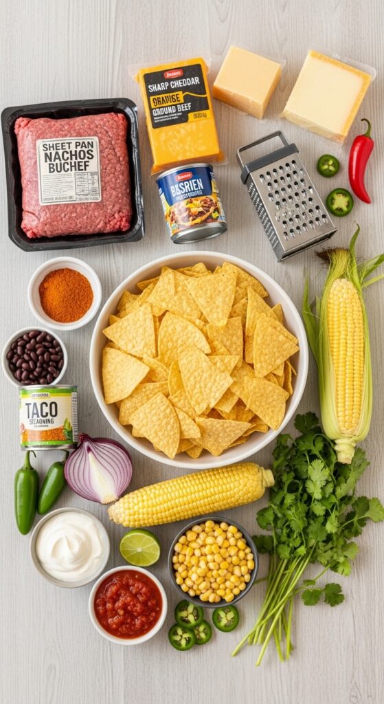 Sheet Pan Nachos Ground Beef Ingredients - Complete Shopping List Layout