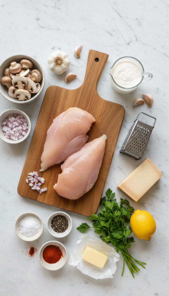 Ingredients for One-Pan Creamy Garlic Chicken