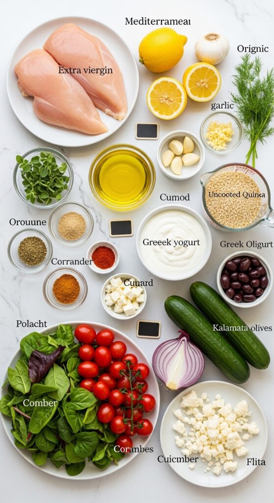Fresh Ingredients for Mediterranean Chicken Bowl Recipe