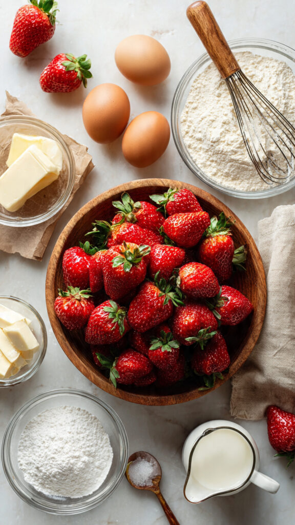 Fresh Ingredients for Homemade Strawberry Shortcake