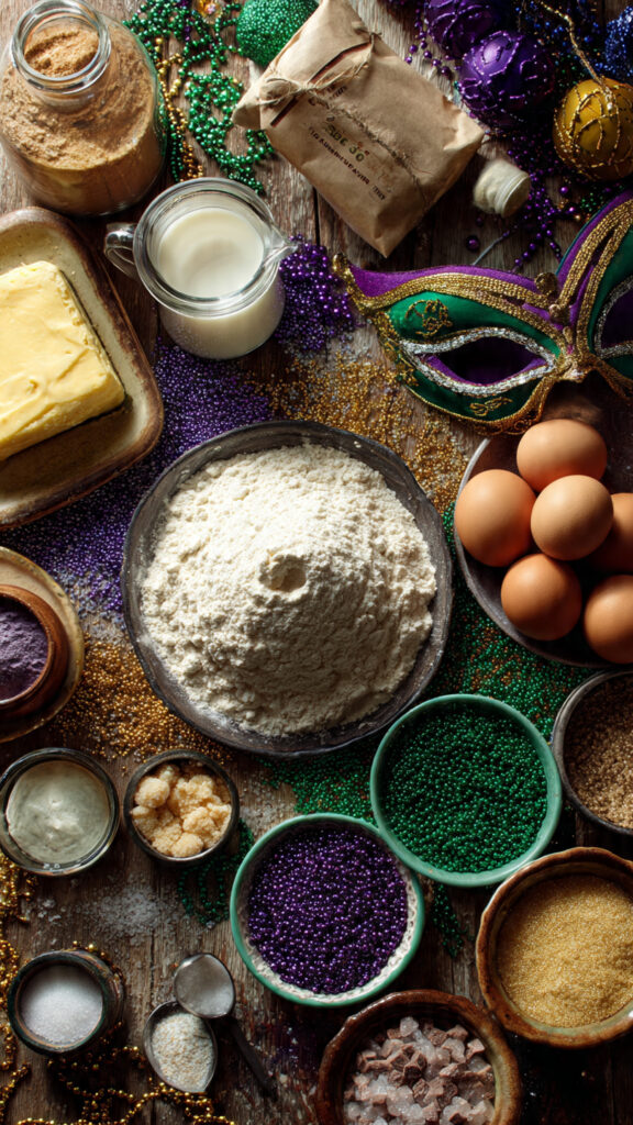 Fresh Ingredients for Homemade Mardi Gras King Cake