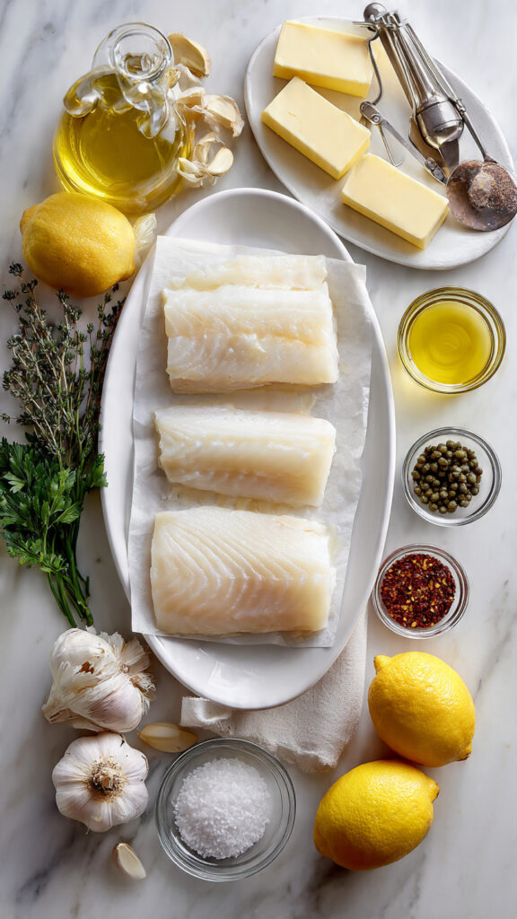 Premium Ingredients for Chilean Sea Bass with Lemon Butter Sauce Recipe