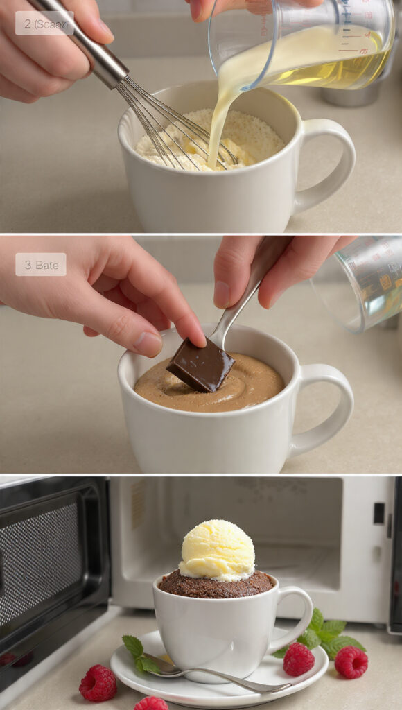 How to Make Chocolate Lava Mug Cake with Vanilla Ice Cream