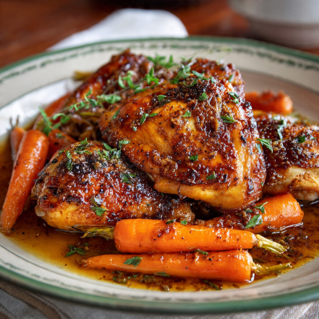 Brown Sugar Glazed Chicken with Roasted Carrots on Sheet Pan