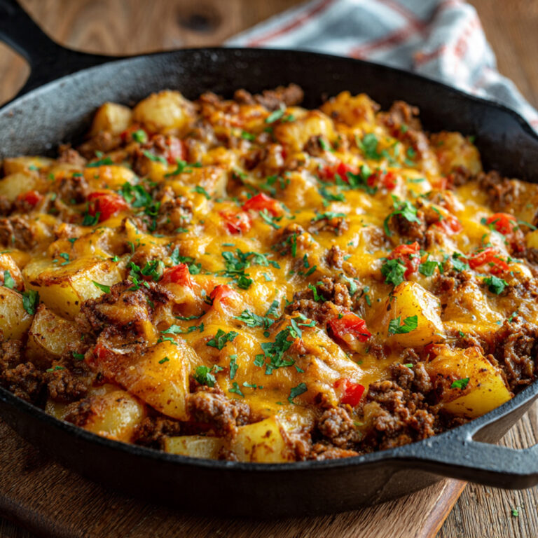 Cheesy Beef & Potato Skillet One-Pan Comfort Dinner