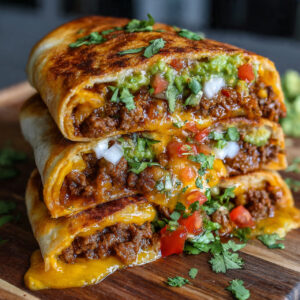 Cheesy Beef Quesadilla Bomb with Molten Cheese Pull