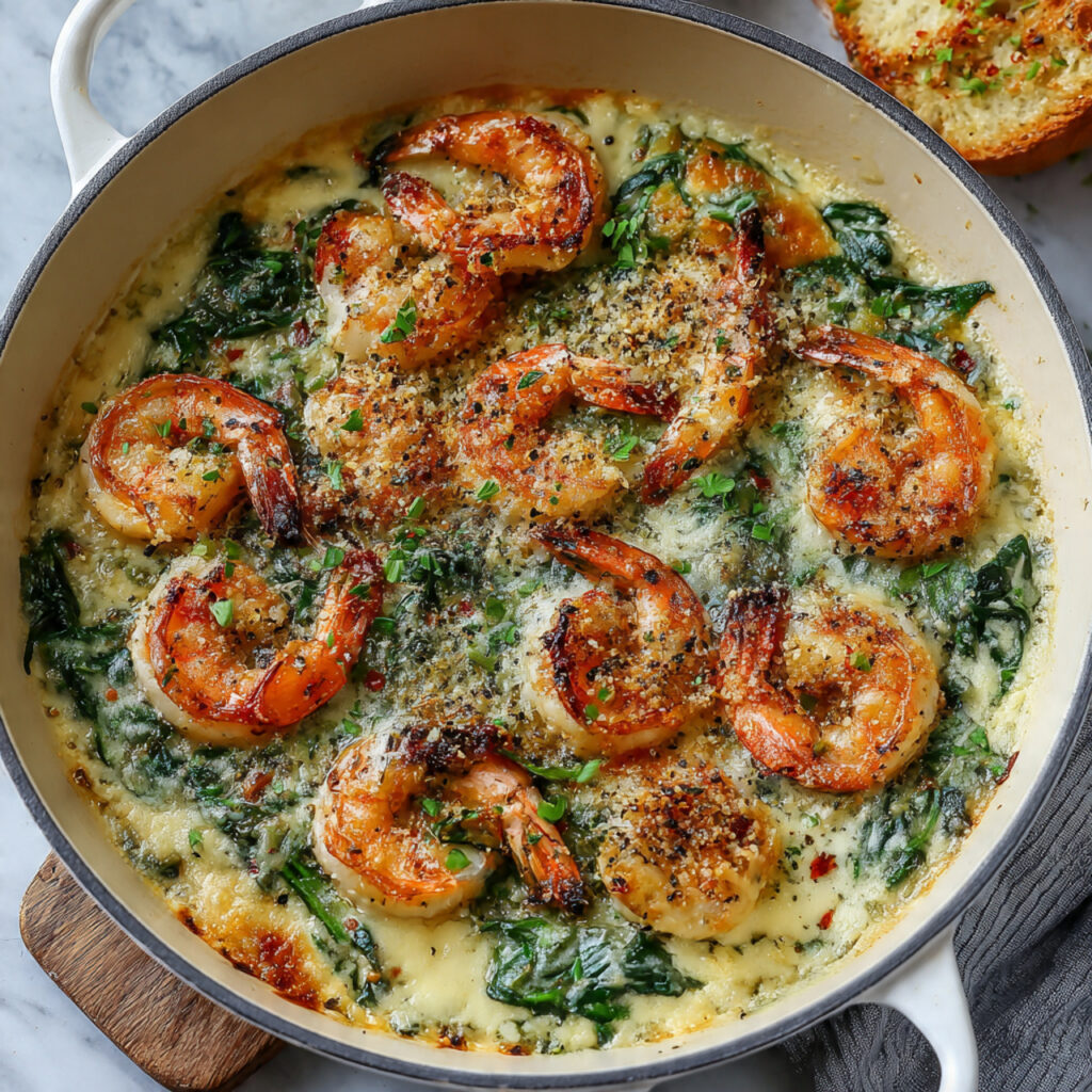 Creamy Garlic Butter Shrimp Bake