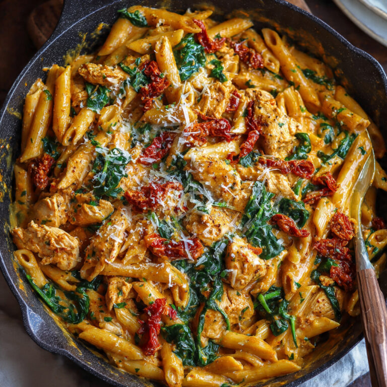 Creamy Sun-Dried Tomato Chicken Pasta with Spinach and Parmesan - Complete Recipe