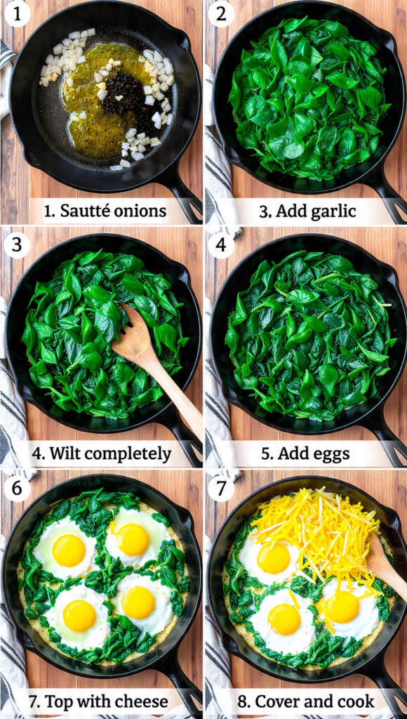 How to Make Cheesy Spinach & Egg Breakfast Skillet – Complete Cooking Steps