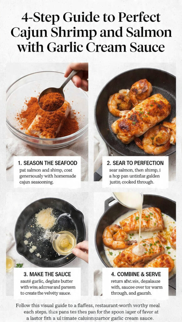 How to Make Cajun Shrimp and Salmon with Garlic Cream Sauce - Complete Visual Guide
