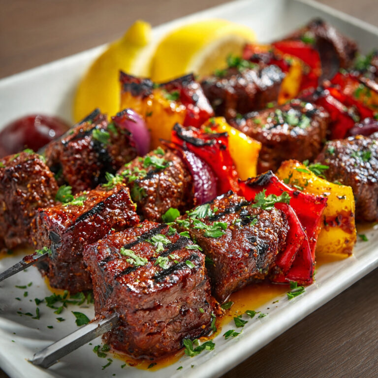 Grilled Beef Kabobs with Garlic Herb Butter