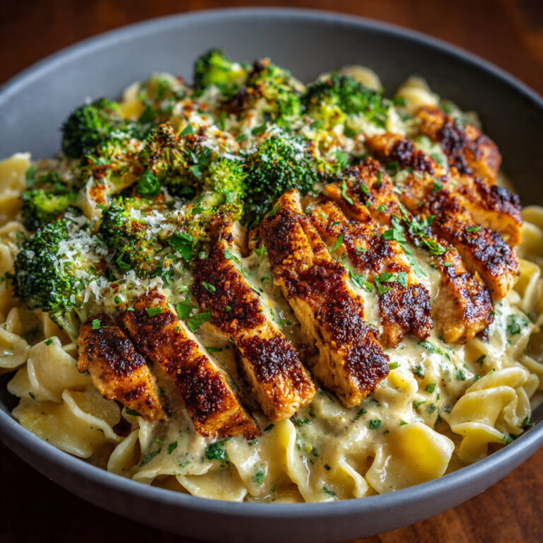 Cajun Chicken Alfredo with Garlic Butter Broccoli - Spicy Creamy Pasta Perfection