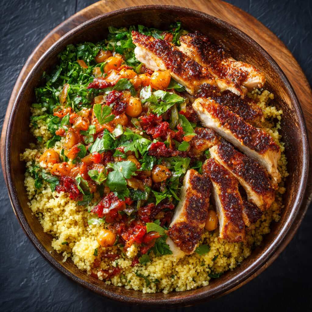 Moroccan Chicken Couscous Bowl – Vibrant One-Bowl Meal with Aromatic Spices