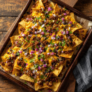 Sheet Pan Nachos Ground Beef - Ultimate Cheesy Party Feast Hero Shot