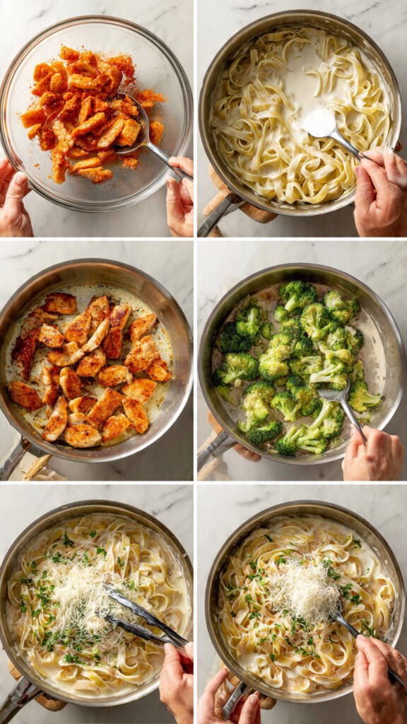 Complete Cooking Guide for Cajun Chicken Alfredo with Garlic Butter Broccoli