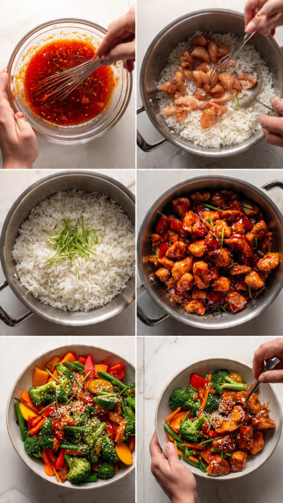Complete Cooking Guide for Spicy Korean Chicken with Sesame Rice & Veggies