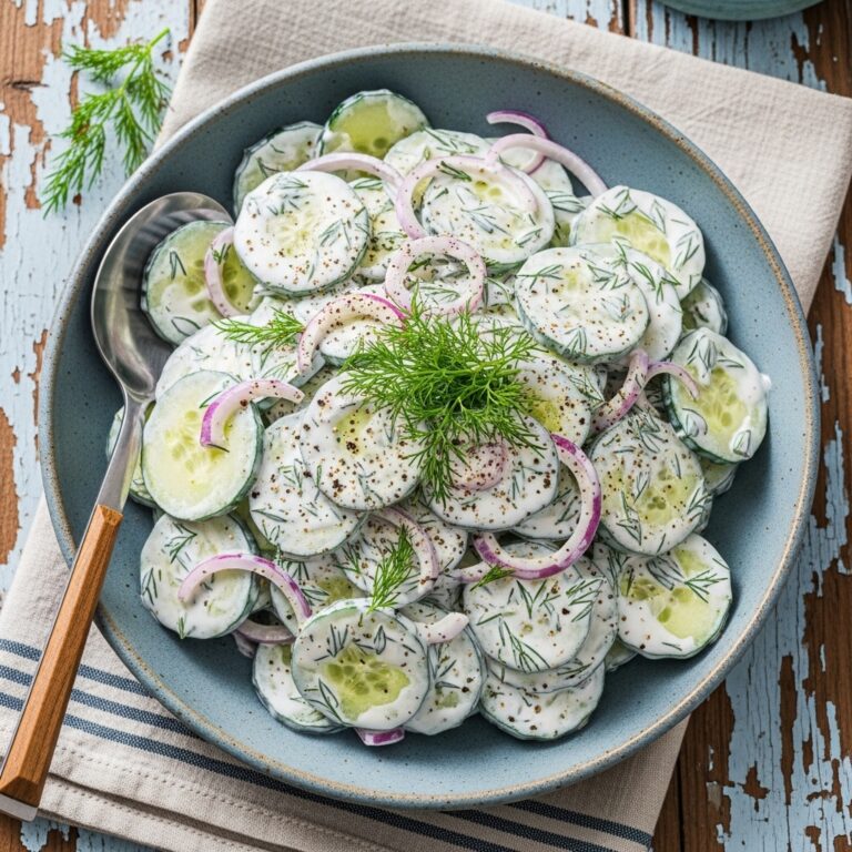 Fresh Creamy Cucumber Salad with Dill and Yogurt