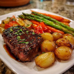 Balsamic Glazed Steak with Roasted Veggies