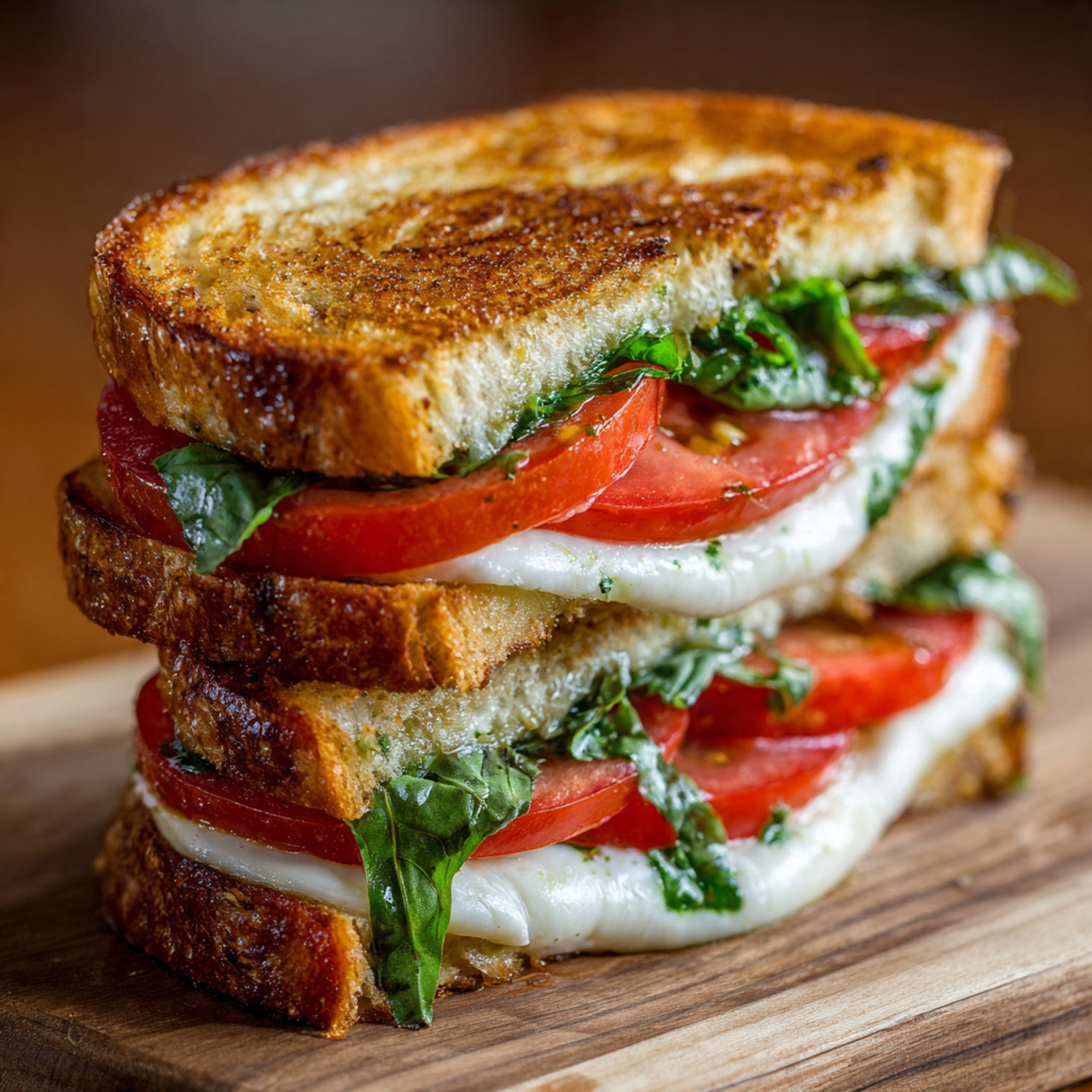 Caprese Sandwich with Tomato Mozzarella and Basil