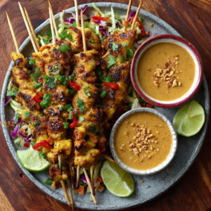 Chicken Satay Skewers with Creamy Peanut Sauce