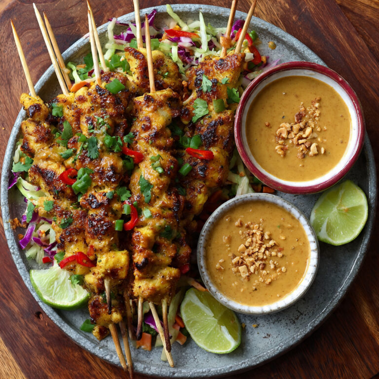 Chicken Satay Skewers with Creamy Peanut Sauce