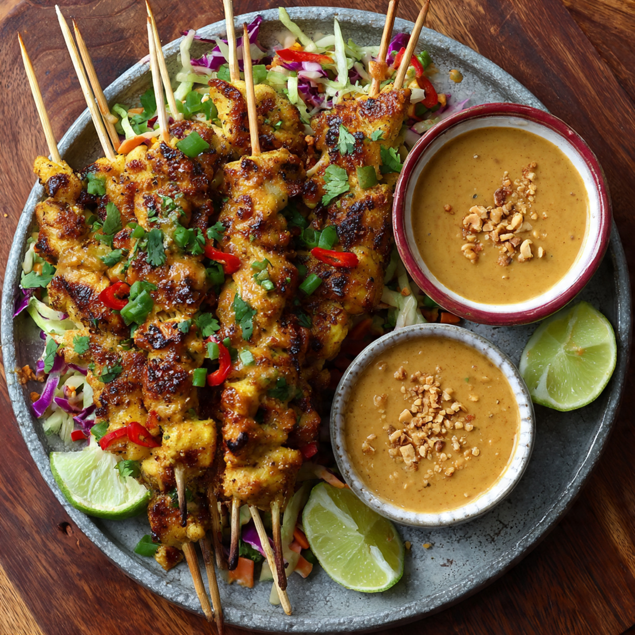 Chicken Satay Skewers with Creamy Peanut Sauce