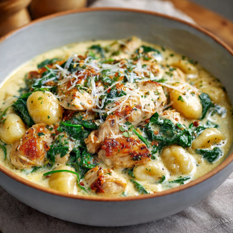Creamy Chicken Gnocchi with Spinach and Parmesan
