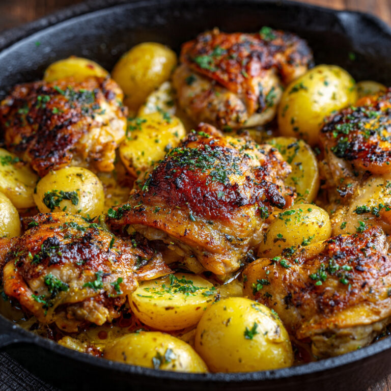Garlic Butter Chicken Thighs with Potatoes
