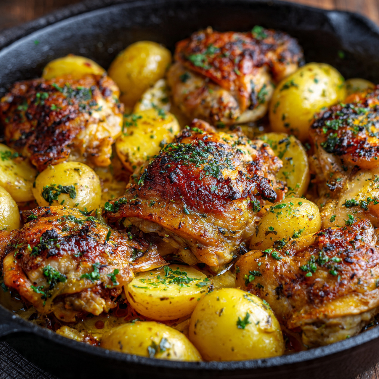 Garlic Butter Chicken Thighs with Potatoes