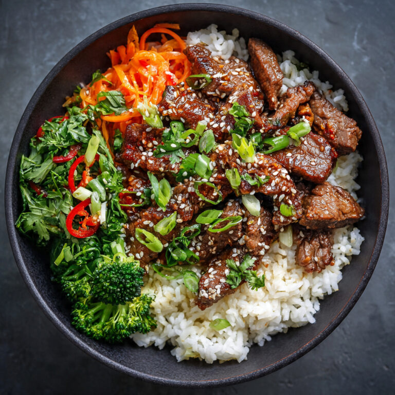 Honey Garlic Beef Bowl with Sesame Rice