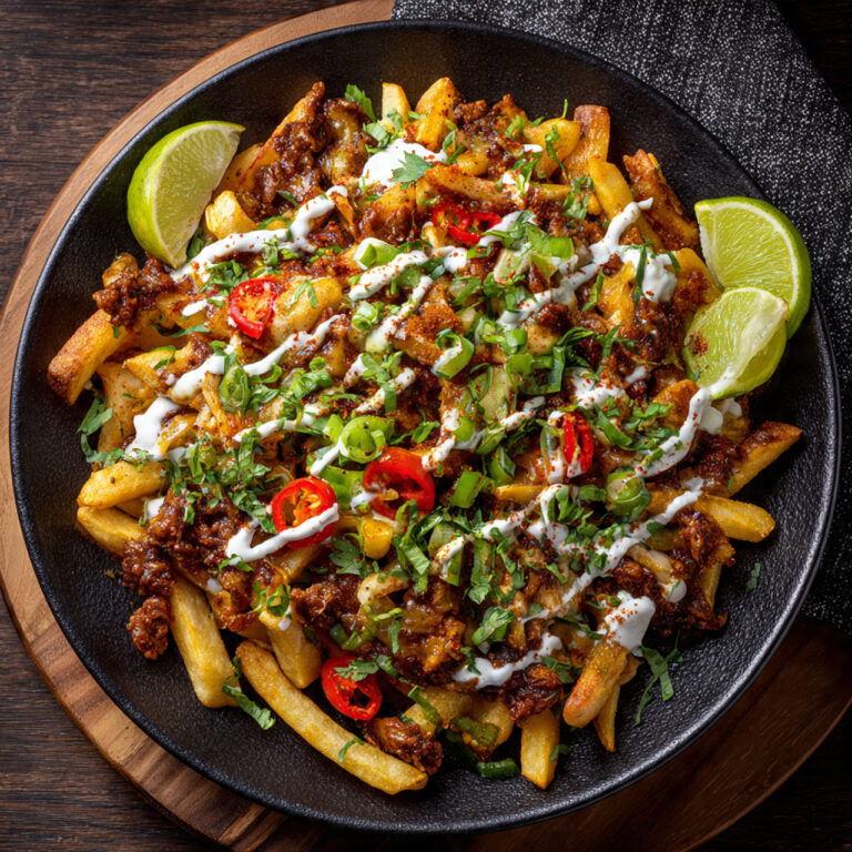 Fries topped with meat and toppings
