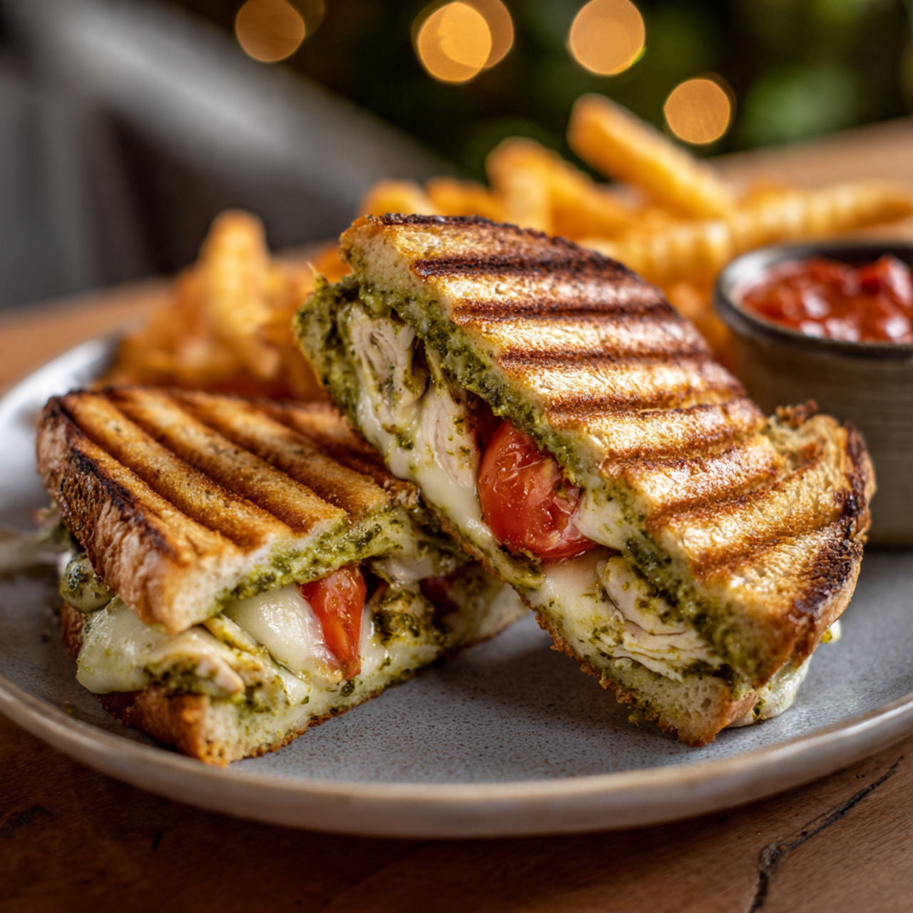 Pesto Chicken Panini with Mozzarella