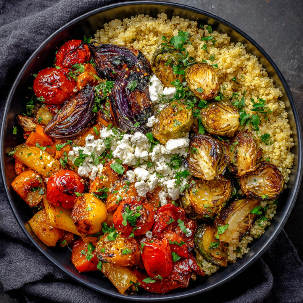 Quinoa Bowl with Roasted Veggies & Feta