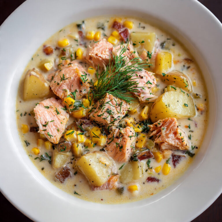 Salmon Chowder with Potatoes and Corn