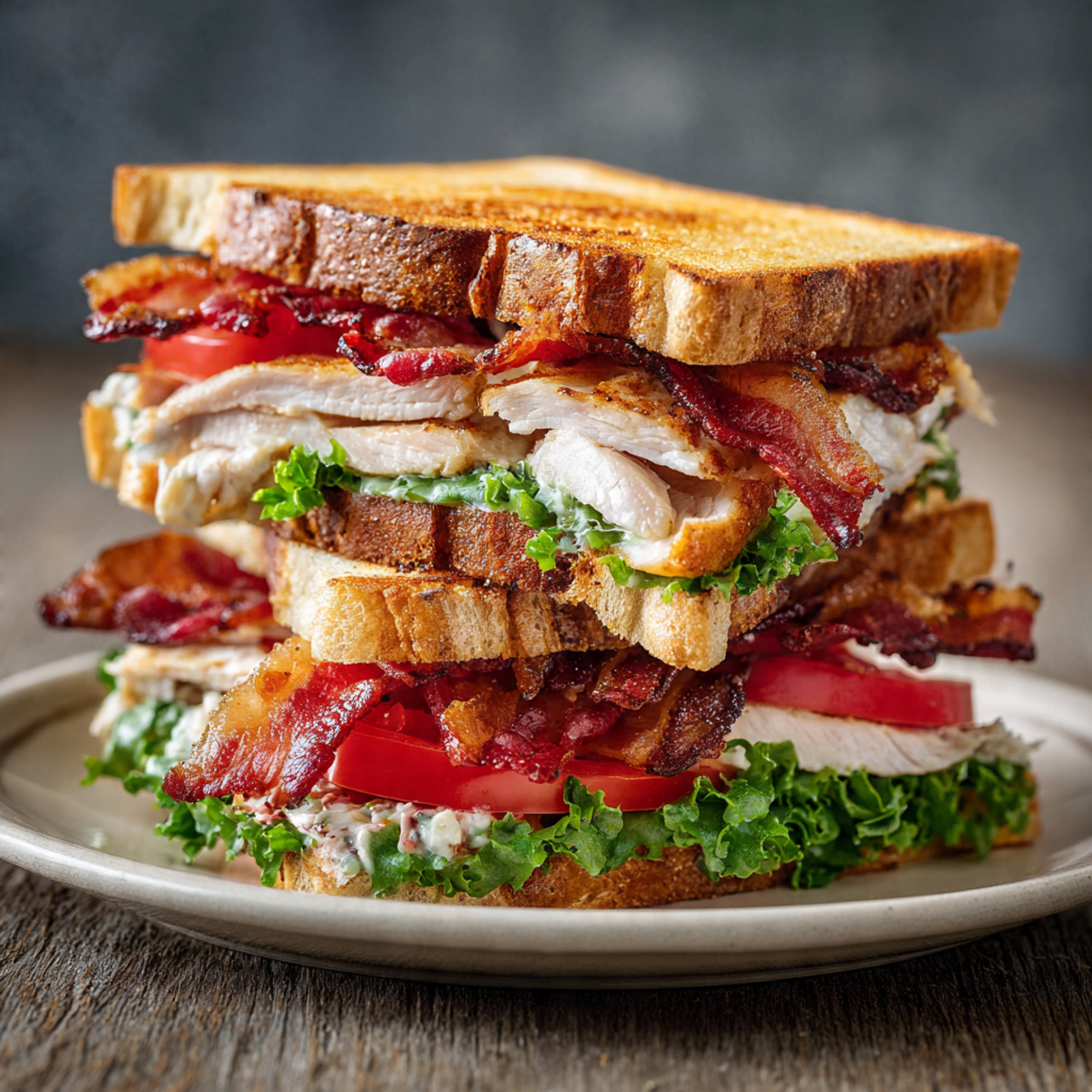 Turkey Club Sandwich with Crispy Bacon
