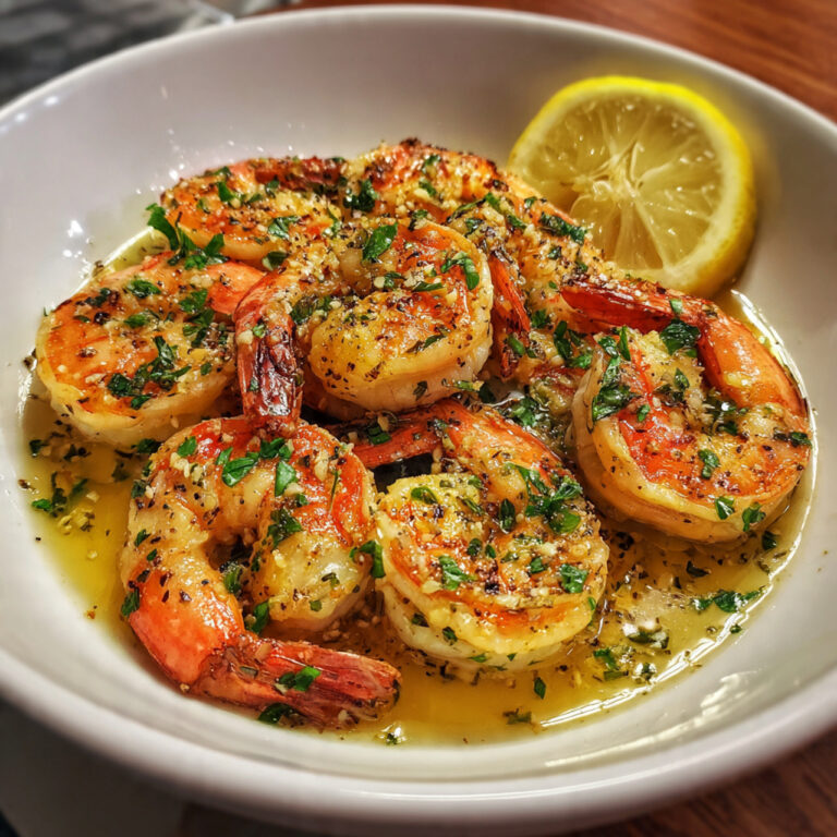 White Wine Shrimp with Garlic Bread
