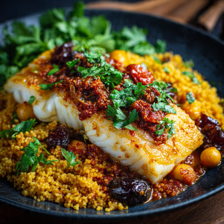 Wild-Caught Cod with Moroccan Couscous – Light & Flavorful Dish