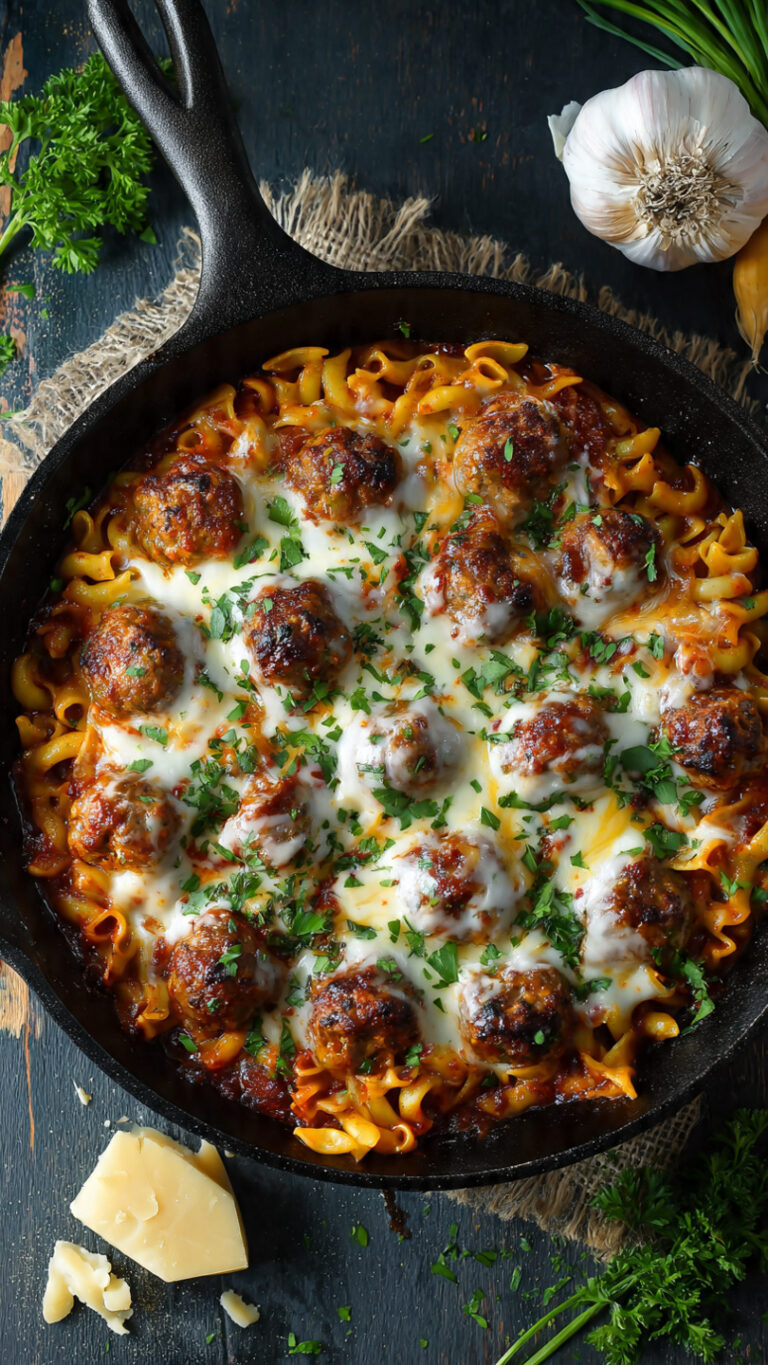 BBQ Ranch Meatball Pasta Skillet Recipe