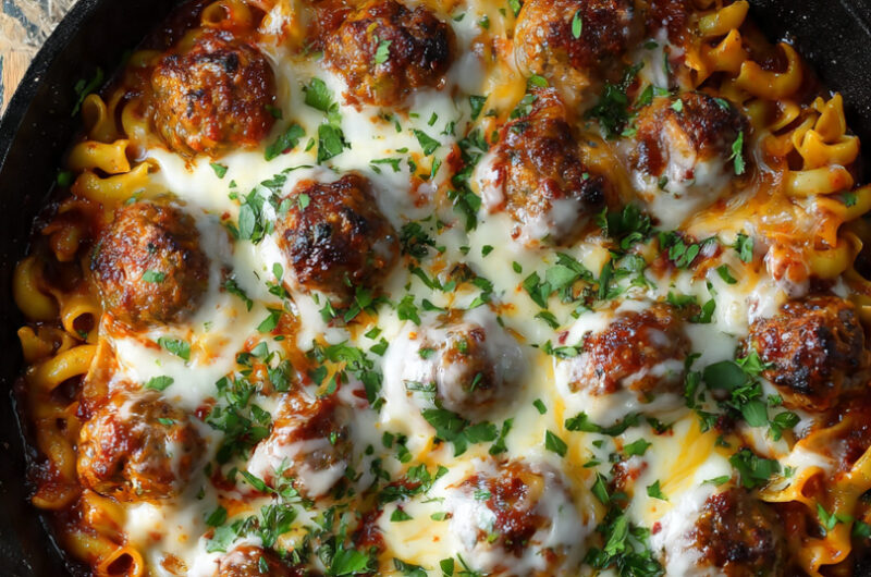 BBQ Ranch Meatball Pasta Skillet Recipe
