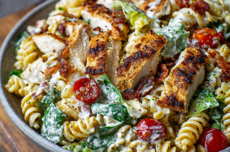 Chicken Caesar Pasta Salad Recipe – Easy, Creamy & Fresh Meal