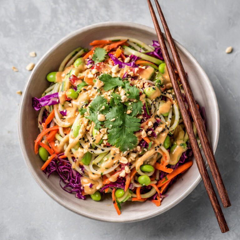 Cold Asian Noodle Salad with Creamy Peanut Dressing