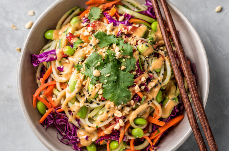 Cold Asian Noodle Salad with Creamy Peanut Dressing