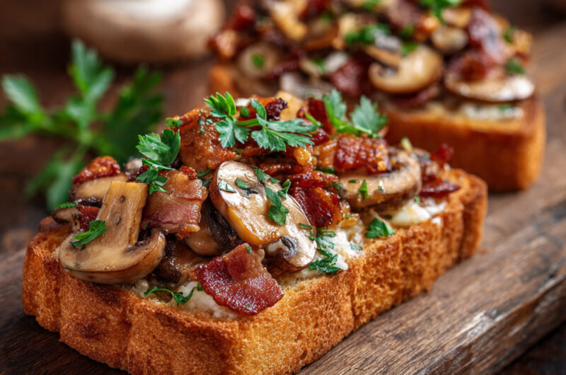 Garlic Mushroom Bacon Toast Recipe