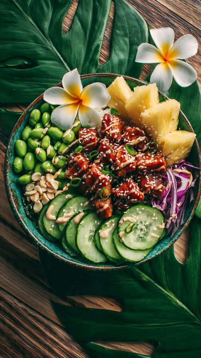 Hawaiian Inspired Chicken Poke Bowl – Fresh, Colorful & Delicious