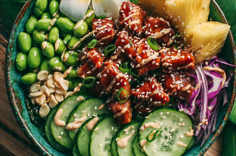Hawaiian Inspired Chicken Poke Bowl – Fresh, Colorful & Delicious